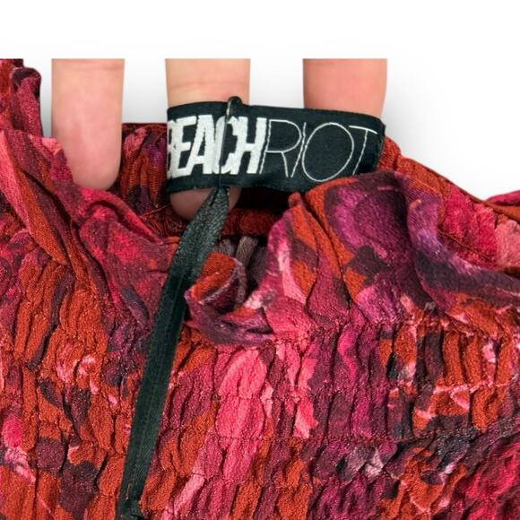 NWT BEACH RIOT Lantern Romper S Red Floral Off The Shoulder Long Sleeve Ruffle - Picture 5 of 6